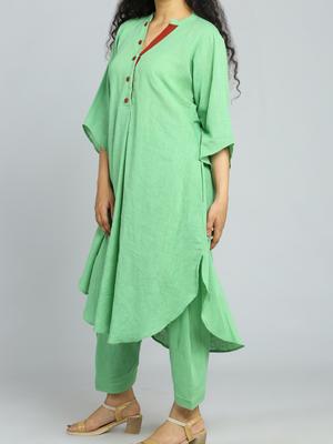ehtenic green kurti with pant for - 18446240 - Standard Image - 2