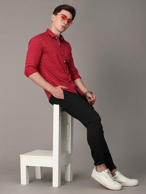 red printed casual shirt - 18446512 - Standard Image - 4