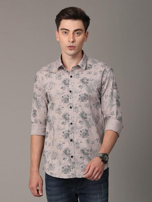 beige printed casual shirt - 18446516 - Standard Image - 1