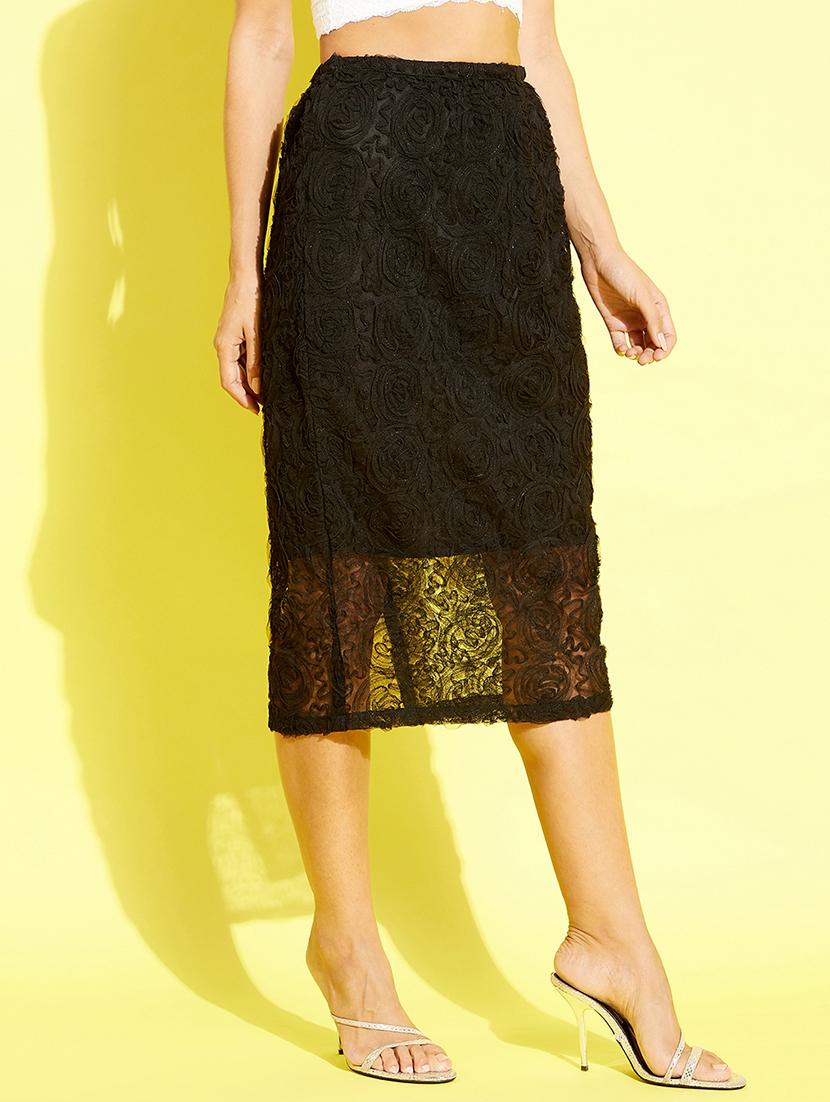 mid rise self design pencil skirt - 18446957 - Zoom Image - 1