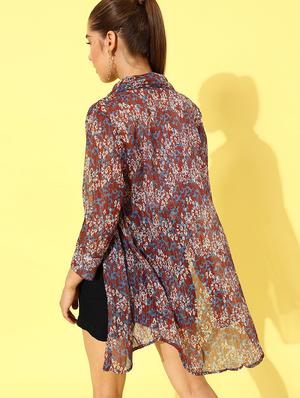 curved printed long shirt - 18447021 - Standard Image - 3