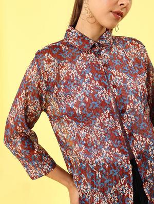 curved printed long shirt - 18447021 - Standard Image - 5