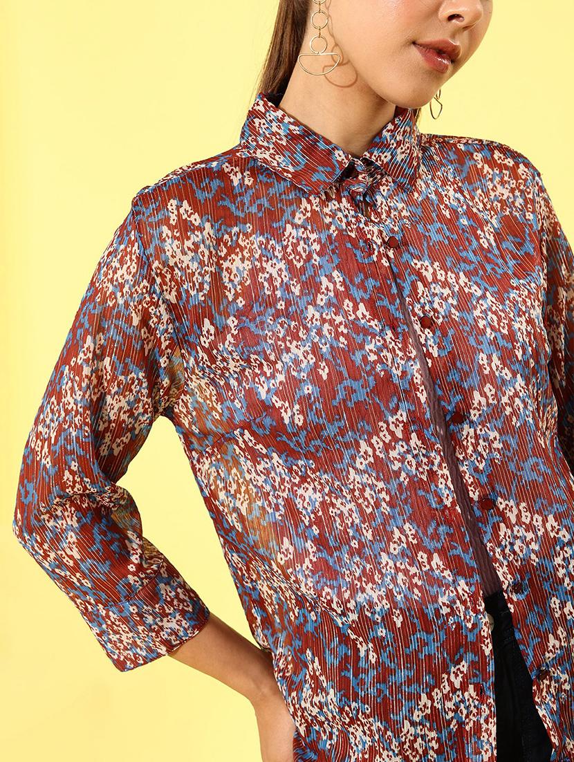 curved printed long shirt - 18447021 - Zoom Image - 5