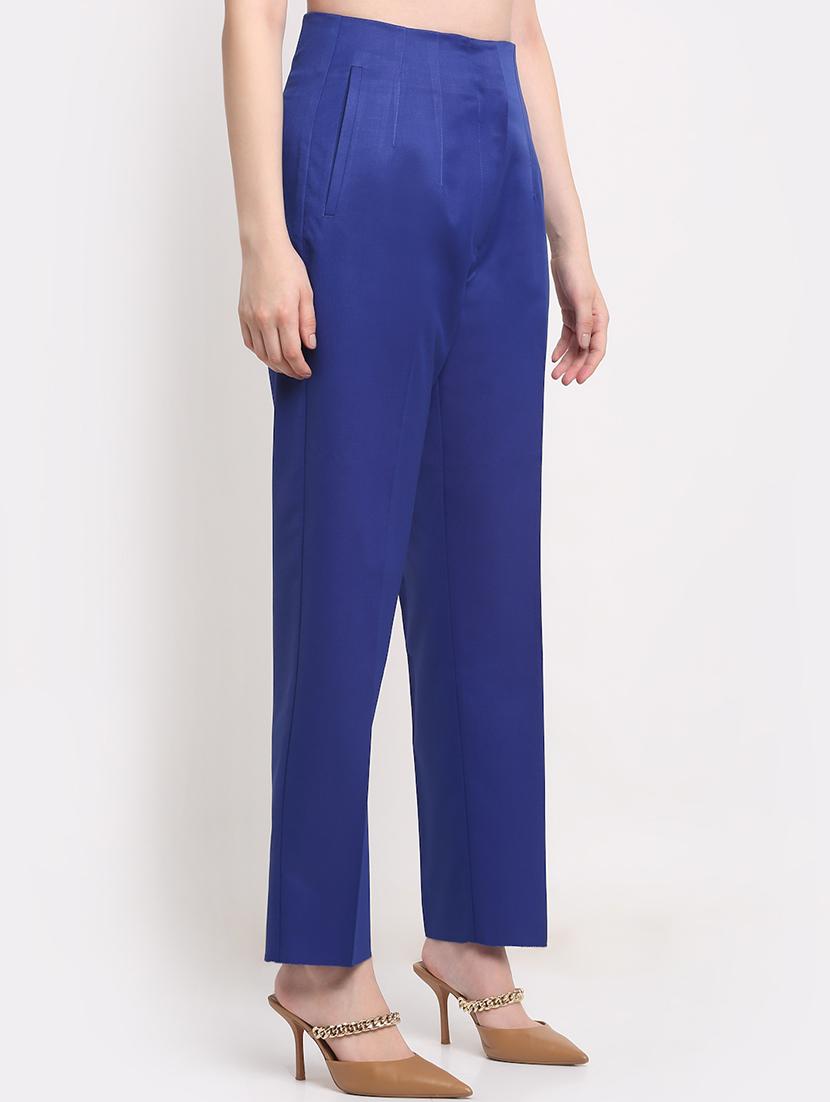 high rise solid flat front trousers trouser - 18447042 - Zoom Image - 2