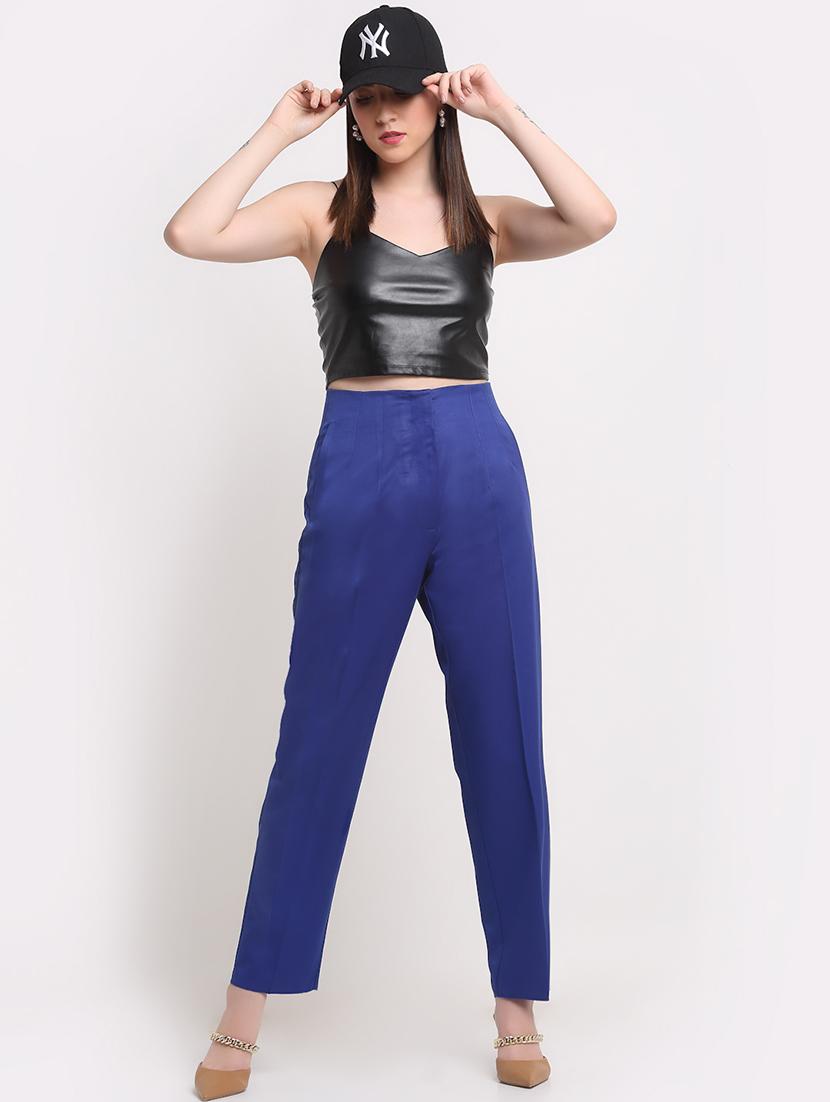 high rise solid flat front trousers trouser - 18447042 - Zoom Image - 4