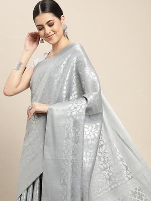 self design zari work woven saree with blouse - 18447321 - Standard Image - 3