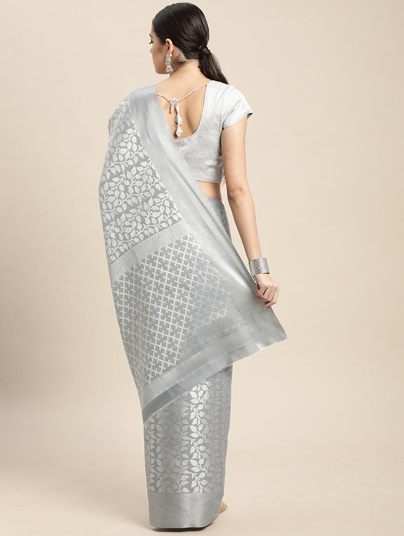 self design zari work woven saree with blouse - 18447321 - Zoom Image - 2