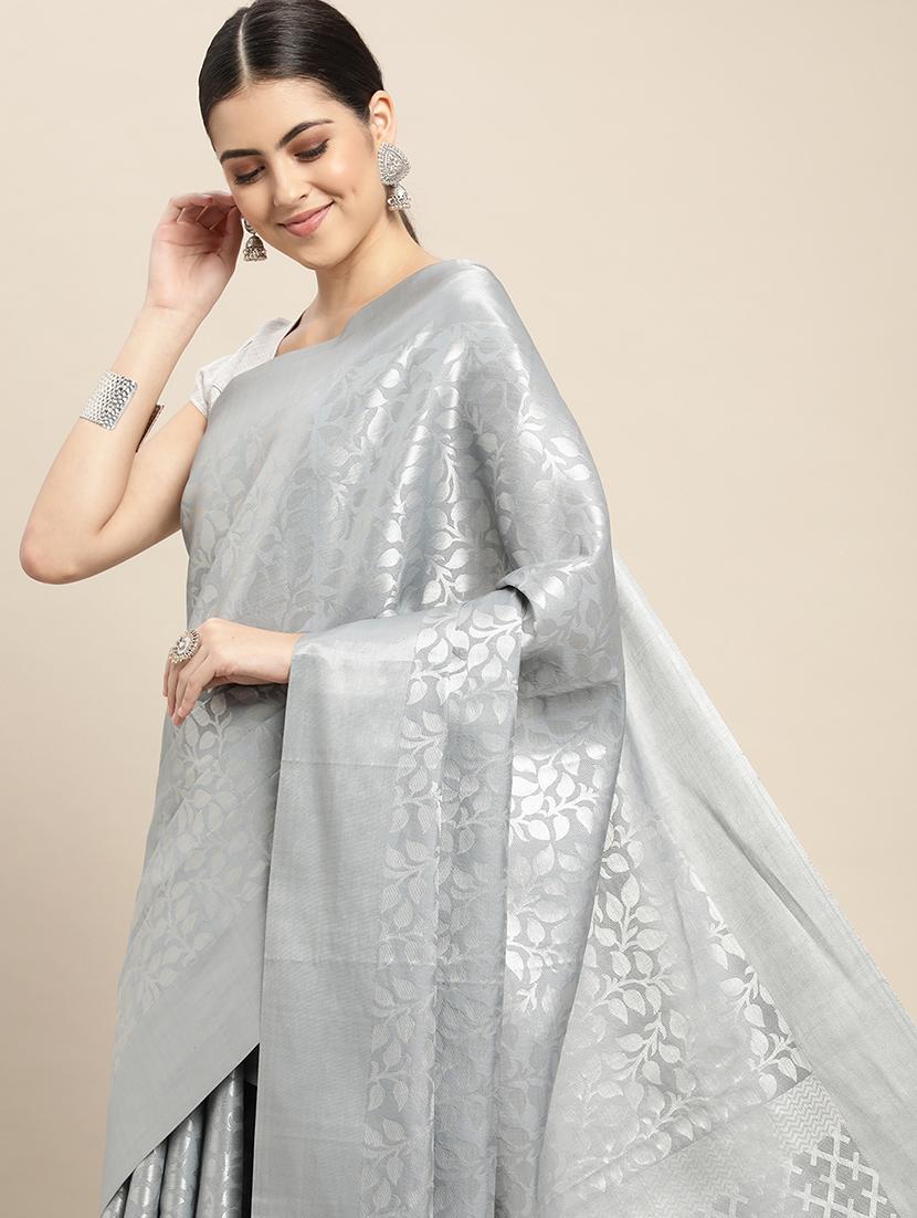 self design zari work woven saree with blouse - 18447321 - Zoom Image - 3