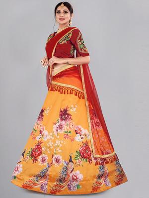 digital floral semi- stitched lehenga with dupatta - 18447918 - Standard Image - 2