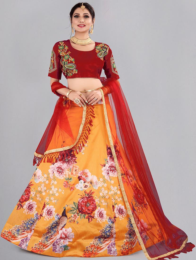 digital floral semi- stitched lehenga with dupatta - 18447918 - Zoom Image - 1