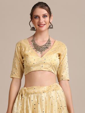 beige flared lehenga with dupatta - 18447964 - Standard Image - 5