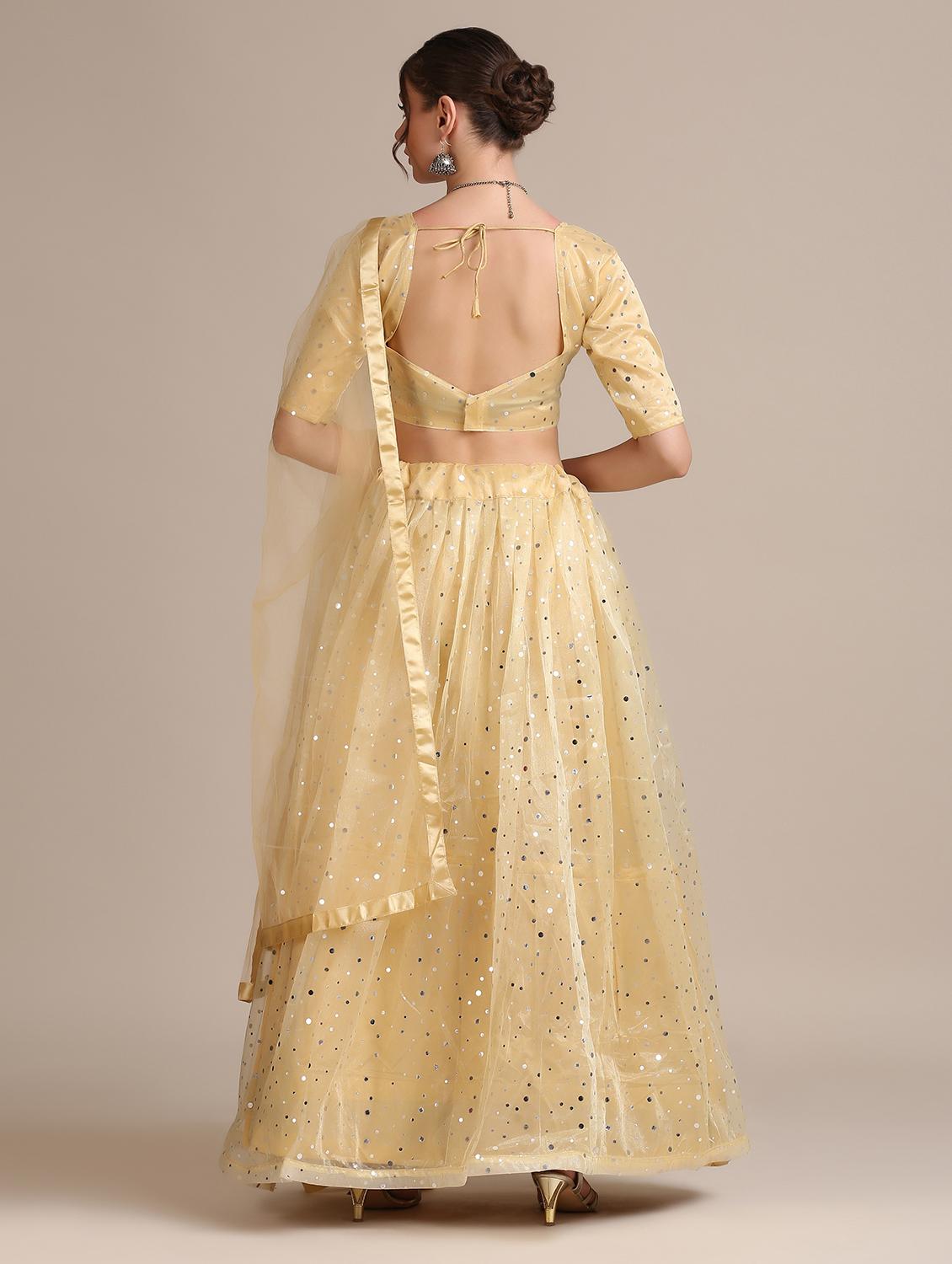 beige flared lehenga with dupatta - 18447964 - Zoom Image - 4