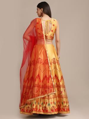 floral flared lehenga with dupatta - 18447988 - Standard Image - 3