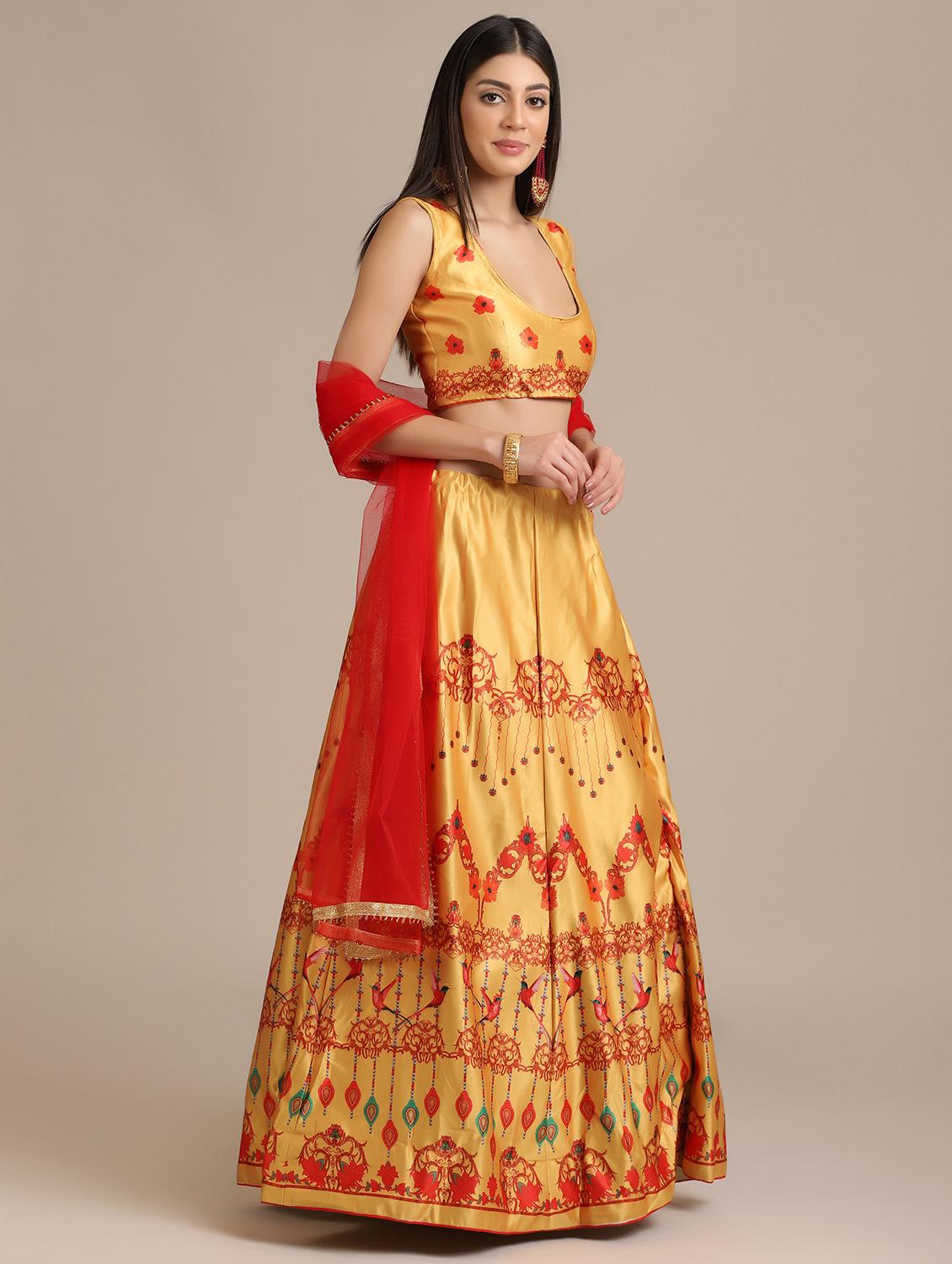 floral flared lehenga with dupatta - 18447988 - Zoom Image - 2