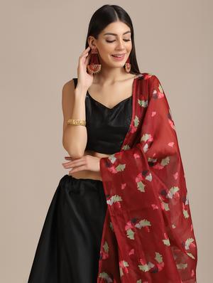 solid flared lehenga with dupatta - 18447995 - Standard Image - 4