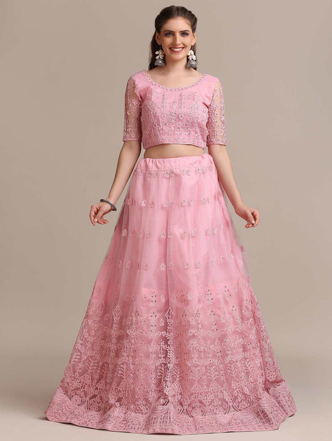 tonal embroidered flared lehenga - 18448000 - Zoom Image - 4