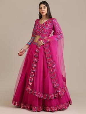 magenta flared lehenga - 18448002 - Standard Image - 2