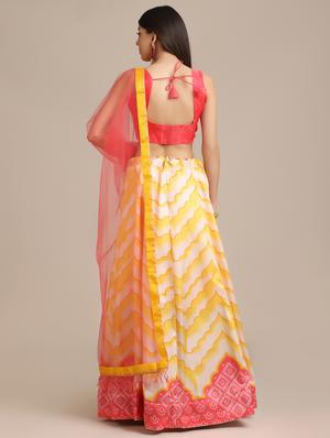 chevron flared lehenga with dupatta - 18448003 - Standard Image - 3