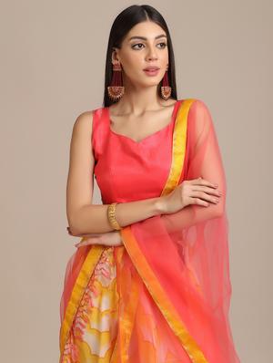 chevron flared lehenga with dupatta - 18448003 - Standard Image - 4