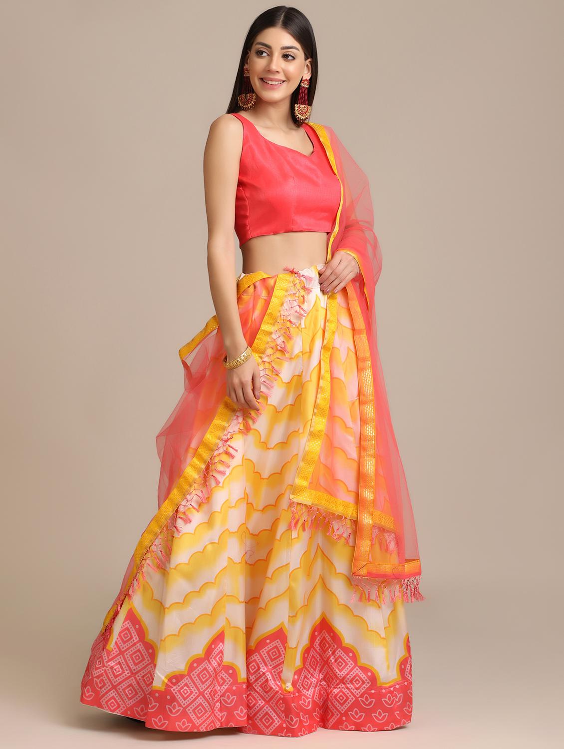 chevron flared lehenga with dupatta - 18448003 - Zoom Image - 2