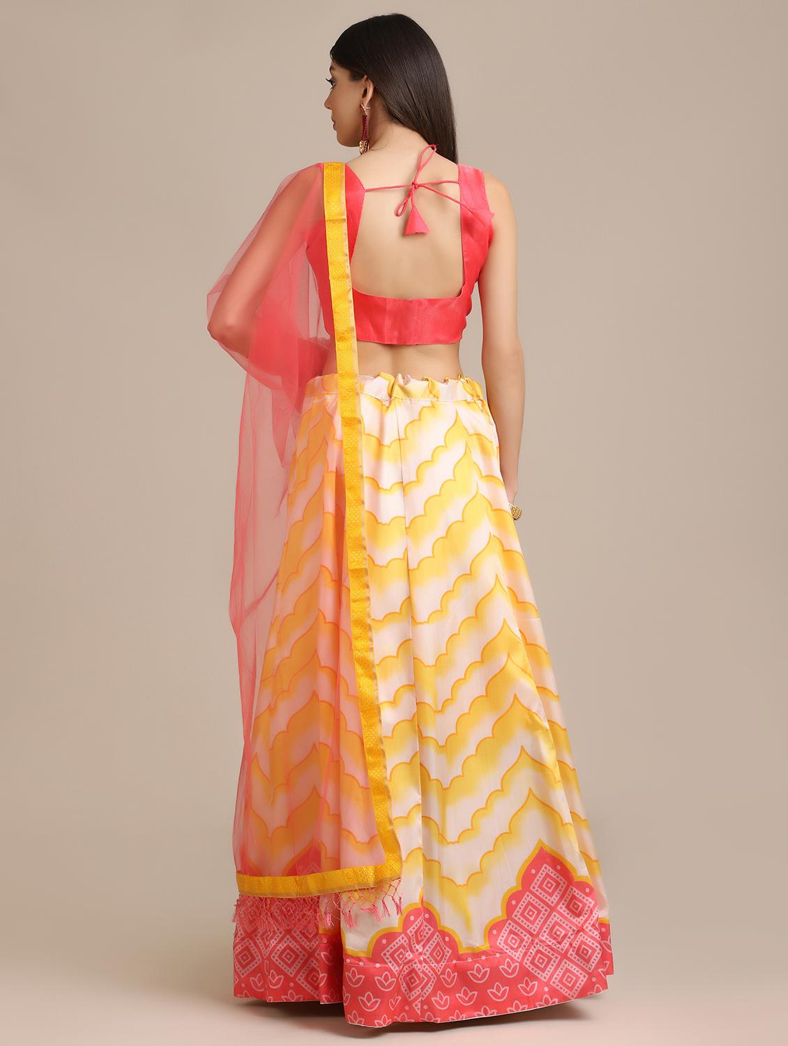 chevron flared lehenga with dupatta - 18448003 - Zoom Image - 3