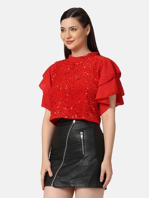 flute sleeved embellished regular top - 18448058 - Standard Image - 2
