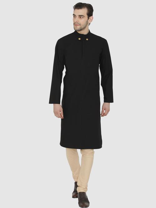 black solid long kurta - 18448513 - Very Small Image - 1