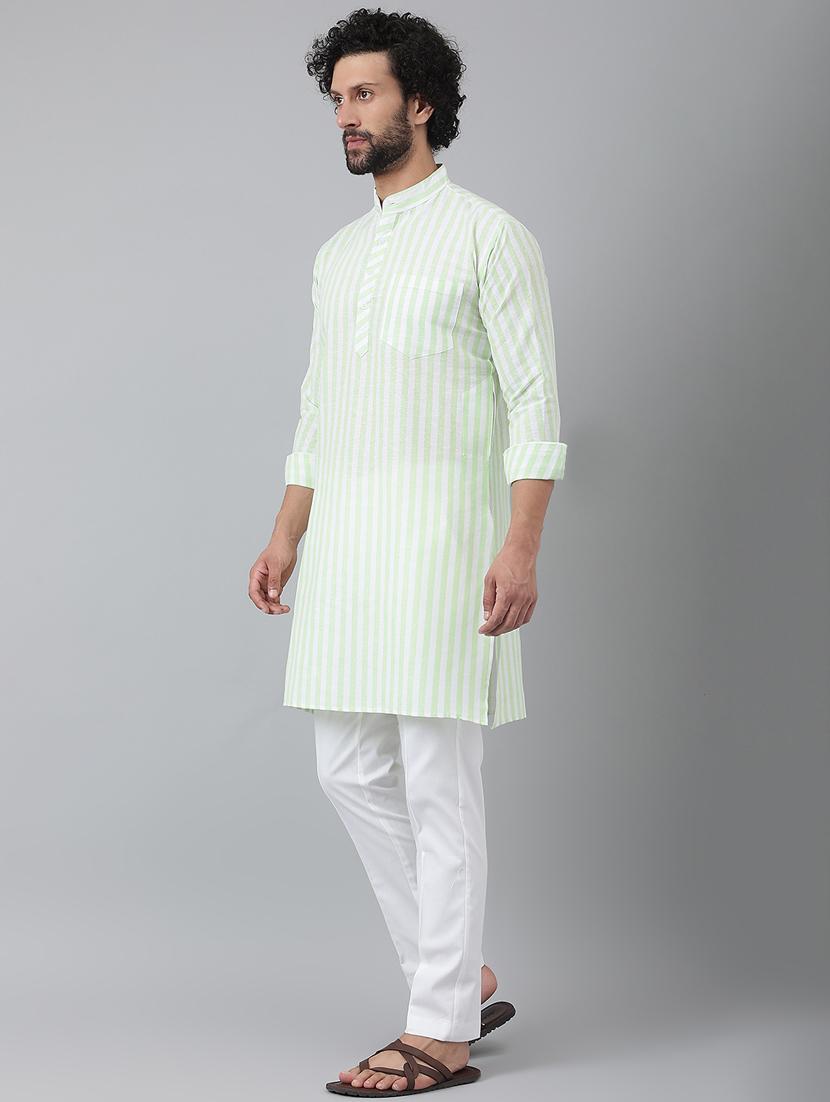 green striped kurta pyjama ethnic wear set - 18448572 - Zoom Image - 2