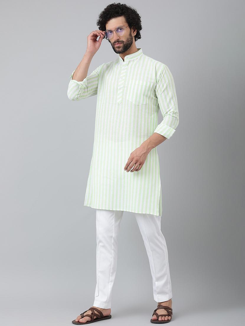 green striped kurta pyjama ethnic wear set - 18448572 - Zoom Image - 3
