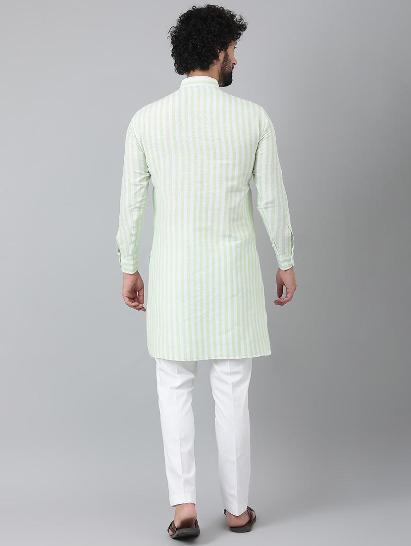 green striped kurta pyjama ethnic wear set - 18448572 - Zoom Image - 4