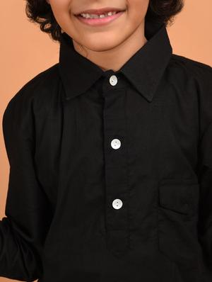 boys black solid kurta pyjama set - 18448857 - Standard Image - 5