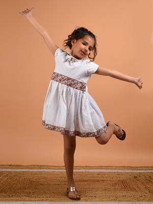 girls white solid pleated frock - 18448916 - Standard Image - 2