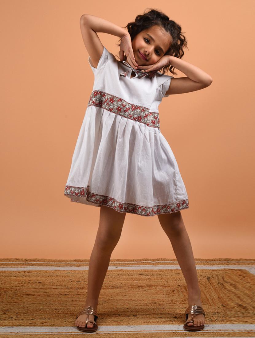 girls white solid pleated frock - 18448916 - Zoom Image - 1