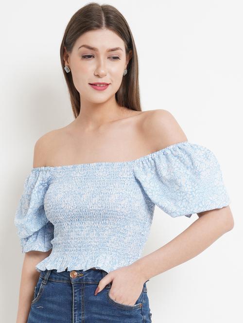off shoulder floral crop top - 18448972 - Very Small Image - 1