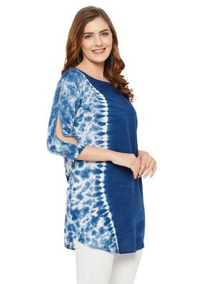 navy blue tie & dye regular tunic - 18449743 - Standard Image - 3