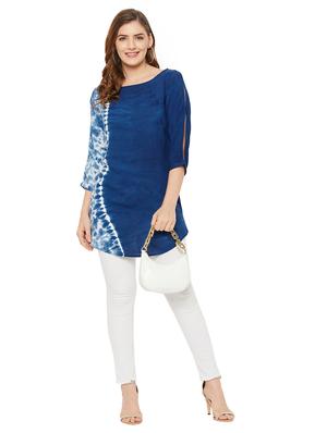 navy blue tie & dye regular tunic - 18449743 - Standard Image - 5
