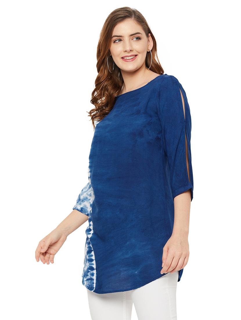 navy blue tie & dye regular tunic - 18449743 - Zoom Image - 2