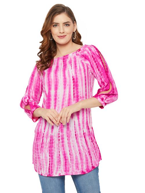 pink tie & dye regular tunic - 18449746 - Standard Image - 1