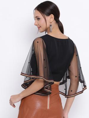 flute sleeved embellished crop top - 18450224 - Standard Image - 3