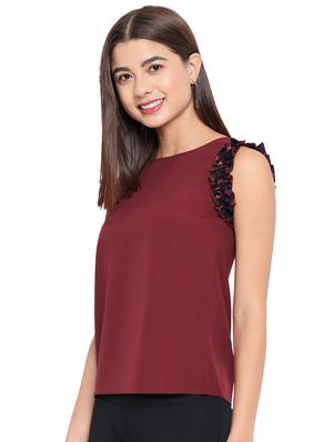 sleeveless solid ruffled regular top - 18450231 - Standard Image - 3