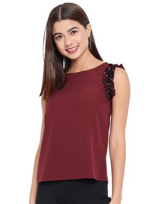 sleeveless solid ruffled regular top - 18450231 - Standard Image - 4