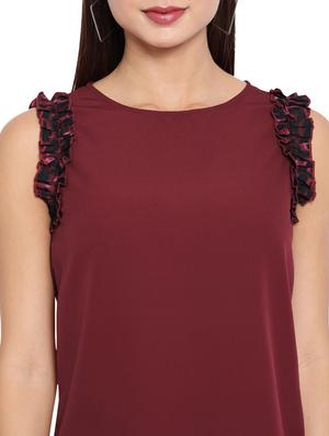 sleeveless solid ruffled regular top - 18450231 - Standard Image - 8