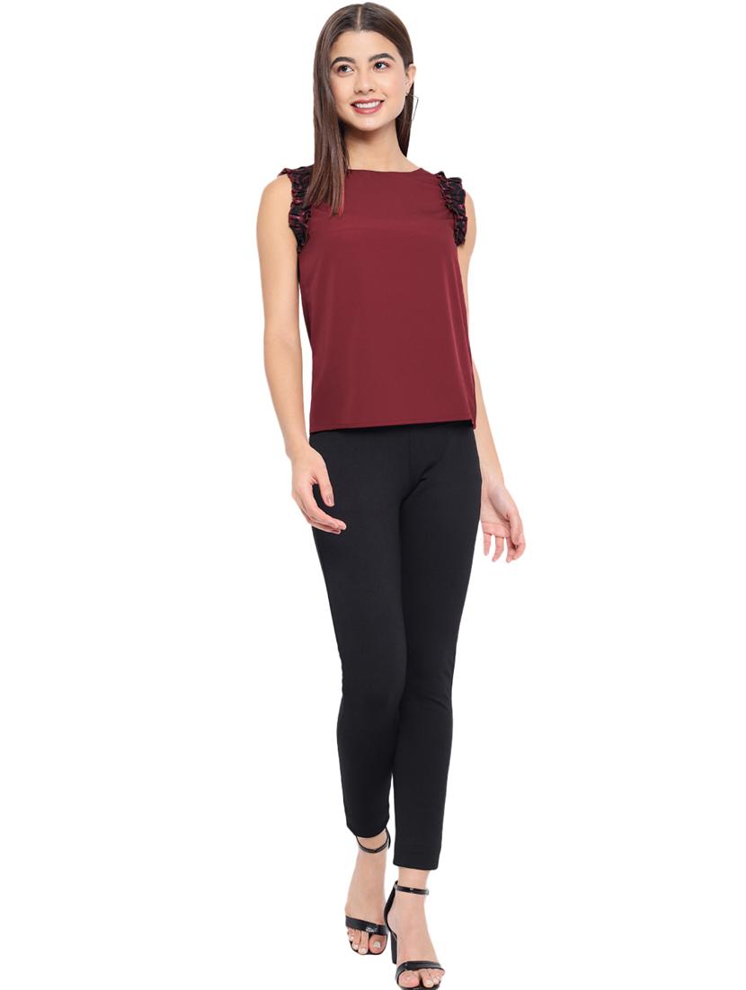 sleeveless solid ruffled regular top - 18450231 - Zoom Image - 6