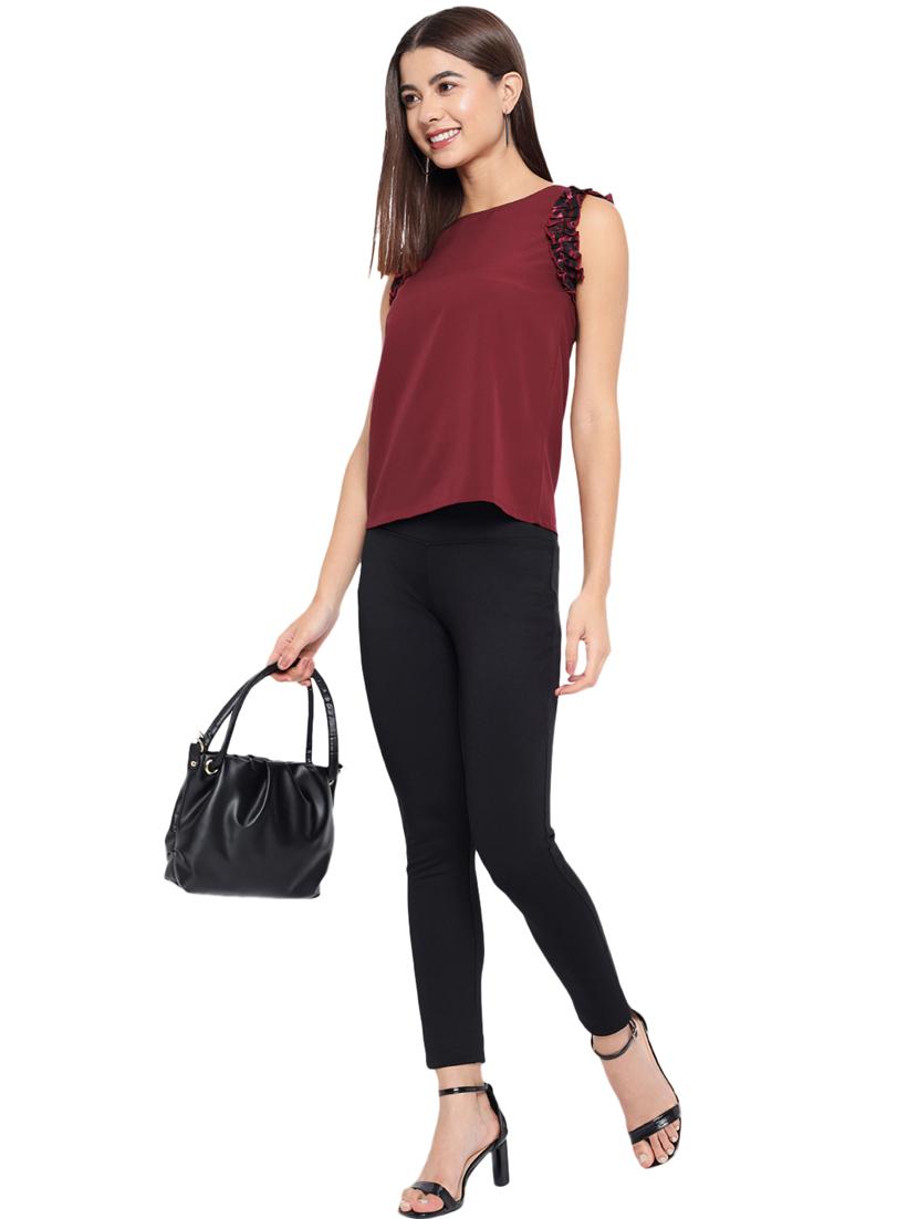 sleeveless solid ruffled regular top - 18450231 - Zoom Image - 7