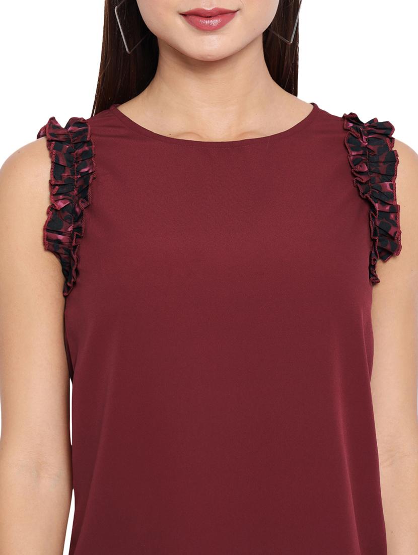 sleeveless solid ruffled regular top - 18450231 - Zoom Image - 8