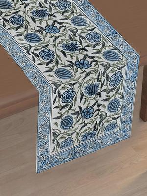 texstylers thick cotton canvas jaipuri block print 6 table mats and 1 runner set - 18450278 - Standard Image - 2