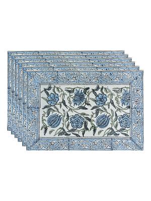 texstylers thick cotton canvas jaipuri block print 6 table mats and 1 runner set - 18450278 - Standard Image - 3
