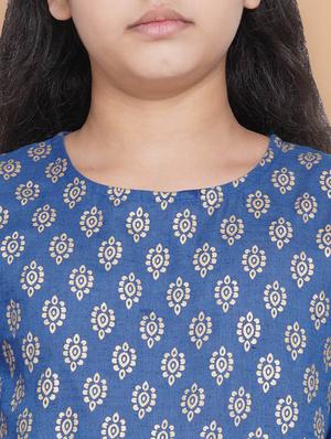 girls blue printed a-line frock - 18451497 - Standard Image - 4