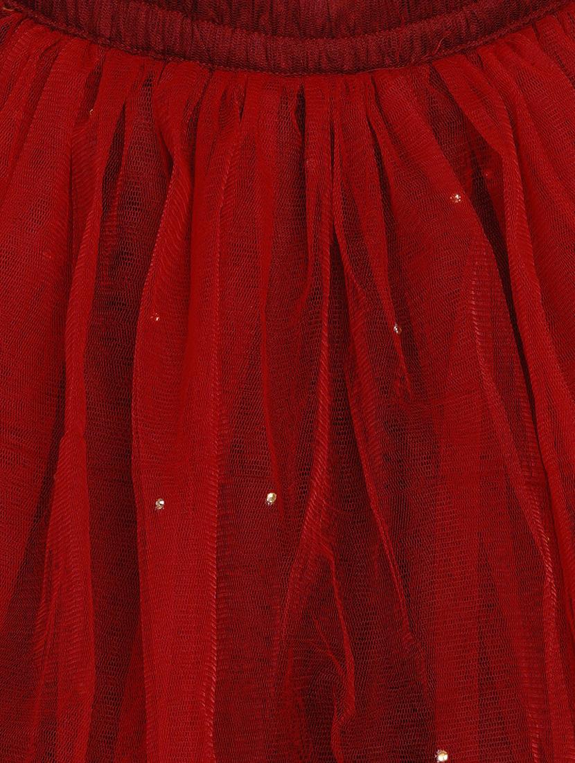 girls red embroidered lehnga choli set - 18451549 - Zoom Image - 4