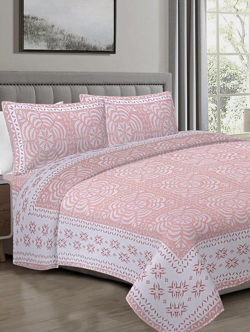 texstylehome 100% cotton abstract pattern 90x108 inches double size bedsheet with 2 pillow covers - 18452092 - Very Small Image - 1